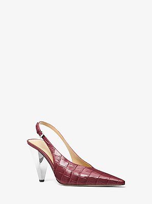 Slingpumps Electra aus Leder mit Krokodilpr&auml;gung