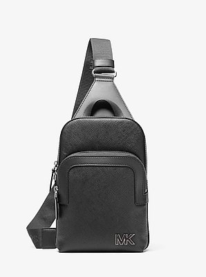 Sling-Tasche Edison aus kratzfestem, quer genarbtem Leder