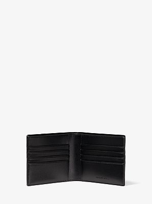 Pebbled Leather and Logo Stripe Billfold Wallet With Passcase Gift Set