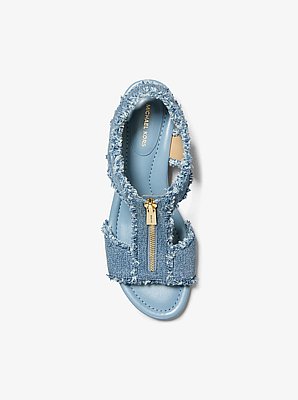 Wedge Berkley aus ausgefranstem Denim