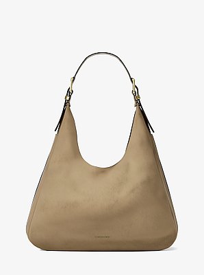 Nolita Large Nubuck Hobo Shoulder Bag in HUSK | Michael Kors image number 0
