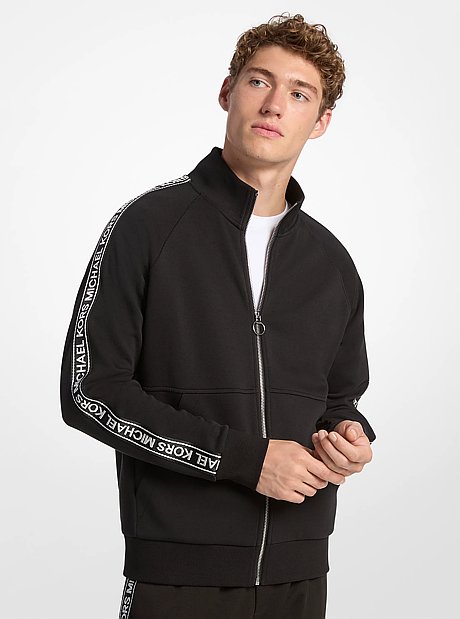 Logo Tape Cotton Blend Zip-Up Jacket