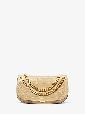Christie Mini Crocodile Embossed Leather Envelope Bag