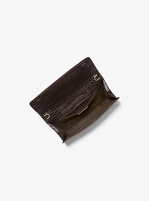 Bolso de mano Cate de charol con motivo de cocodrilo en relieve