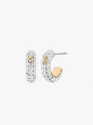 Set de regalo de joyer&iacute;a con collar con coraz&oacute;n y logotipo en pav&eacute; y aretes de aro