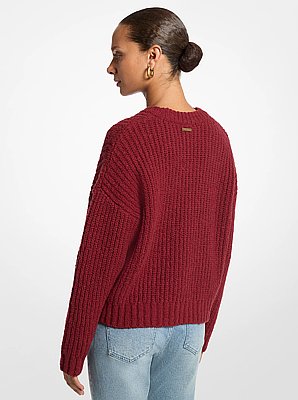 Pull c&ocirc;tel&eacute; en laine m&eacute;lang&eacute;e boucl&eacute;e