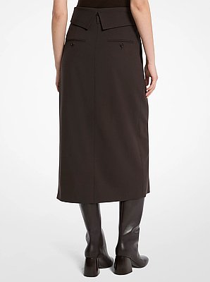 Falda pantal&oacute;n cruzada de lana el&aacute;stica