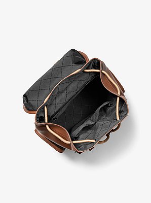 Jet Set Logo Embossed Pebbled Leather Backpack