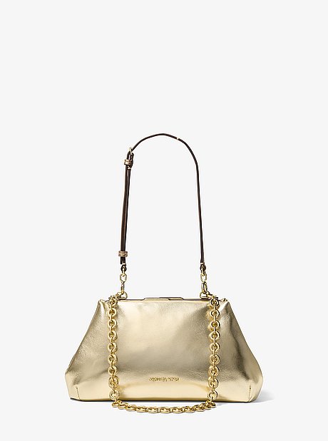 Goldie Small Metallic Leather Convertible Clutch