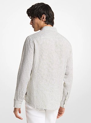 Chemise en lin &agrave; rayures