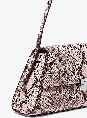 Sac port&eacute; &eacute;paule Ludlow de taille moyenne en cuir effet serpent en relief