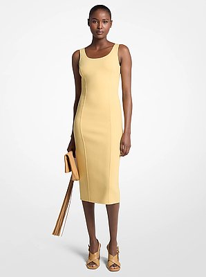 Double Faced Stretch Wool Sheath Dress