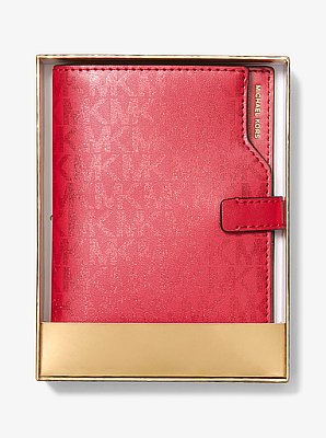 Jet Set Metallic Signature Logo Passport Wallet