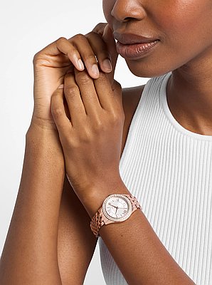 Mini-Armbanduhr Harlowe im Ros&eacute;-Goldton mit Pav&eacute;