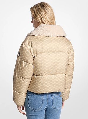 Logo Print and Sherpa Puffer Jacket