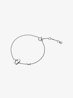 Precious Metal-Plated Sterling Silver Heart Bracelet