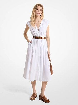 Stretch Organic Cotton Poplin Midi Dress