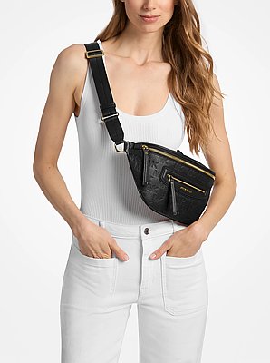 Jet Set Travel Medium Logo Embossed Leather Sling Pack