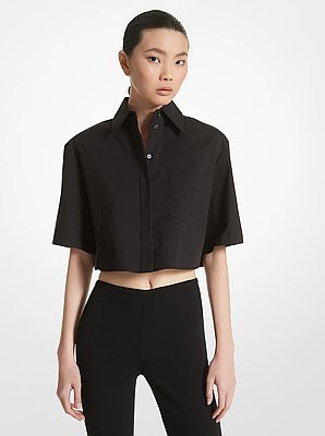 Stretch Cotton Poplin Cropped Shirt