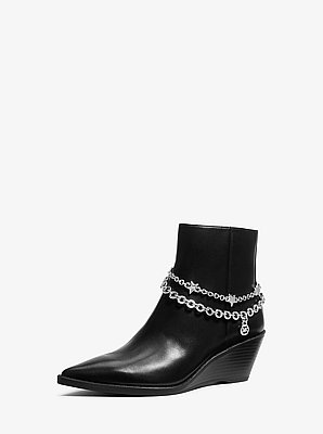 Austin Embellished Leather Wedge Boot