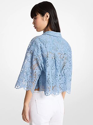 Corded Floral Lace Cropped Blouse