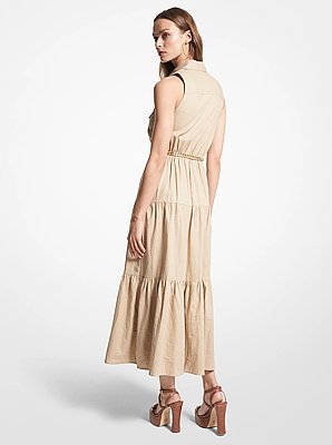 Slub Linen Blend Maxi Shirtdress