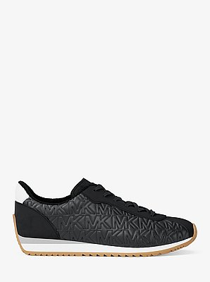 Rhodes Quilted Logo Leather Trainer