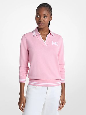 Cotton Blend Polo Sweater