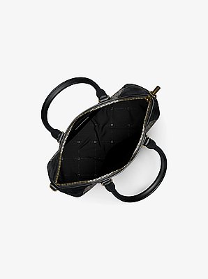 Sienna Small Logo Jacquard and Leather Satchel