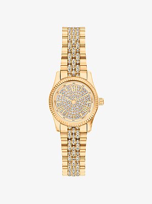 Petite Lexington Pav&eacute; Gold-Tone Watch