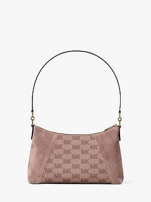 Sac &agrave; bandouli&egrave;re convertible Sienna de taille moyenne en daim et jacquard &agrave; logo