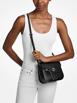 Emilia Small Pebbled Leather Saddle Crossbody Bag