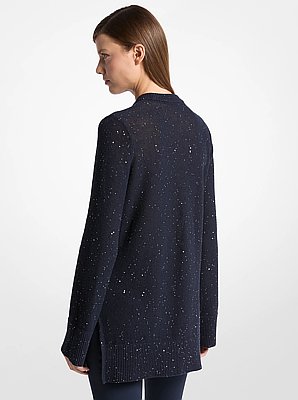 Su&eacute;ter de lino y algod&oacute;n con lentejuelas y cuello en V