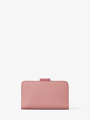 MK Pop Charm Medium Color-Block Pebbled Leather Logo Wallet