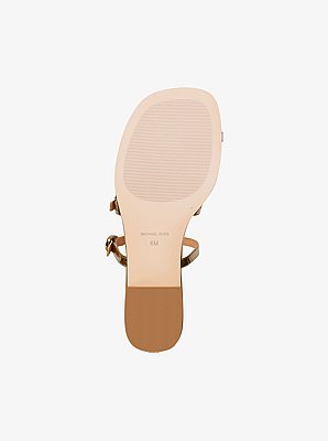 Kya Metallic Snake Embossed Leather Flat Sandal