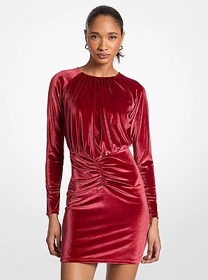 Ruched Velvet Mini Dress