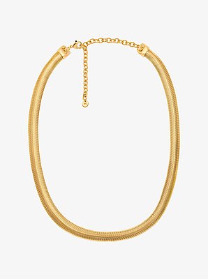Collar de cadena de serpiente tubogas de lat&oacute;n chapado en metales preciosos