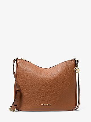 Nayla Medium Pebbled Leather Messenger Bag in LUGGAGE | Michael Kors image number 0