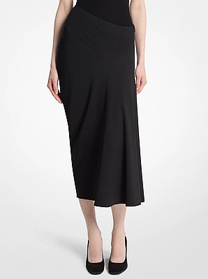 Stretch Wool Crepe Bias Skirt