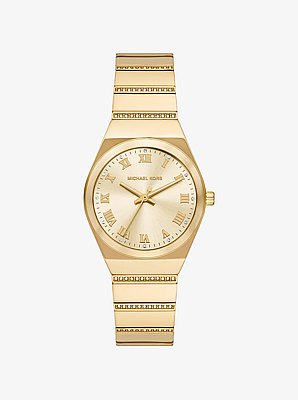 Mini Lennox Pav&eacute; Gold-Tone Watch