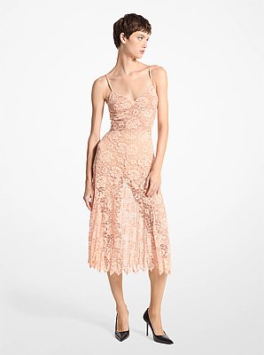 Crushed Floral Lace Slip Dress