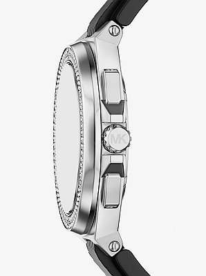 Reloj Lennox oversize con incrustaciones en tono plata y silicona