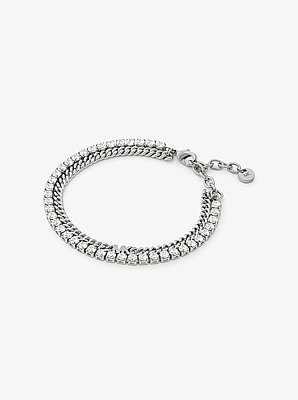 Precious Metal-Plated Brass Double Chain Tennis Bracelet