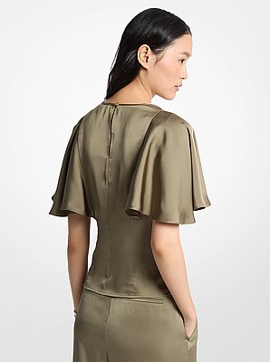 Blouse van satijn met wijde mouwen