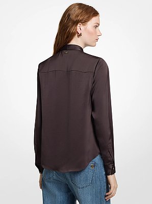 Satin Tie-Neck Blouse