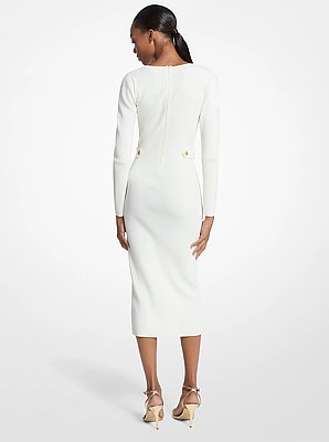 Vestido midi de viscosa el&aacute;stica acanalada
