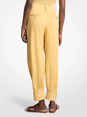 Silk Gabardine Cuffed Carrot Trousers