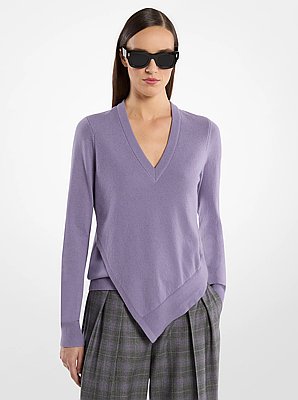 Cashmere V-Neck Asymmetric Sweater