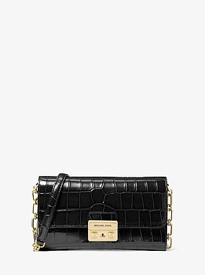 Tribeca Crocodile Embossed Leather Convertible Crossbody Bag