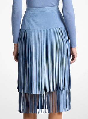 Fringed Suede Skirt